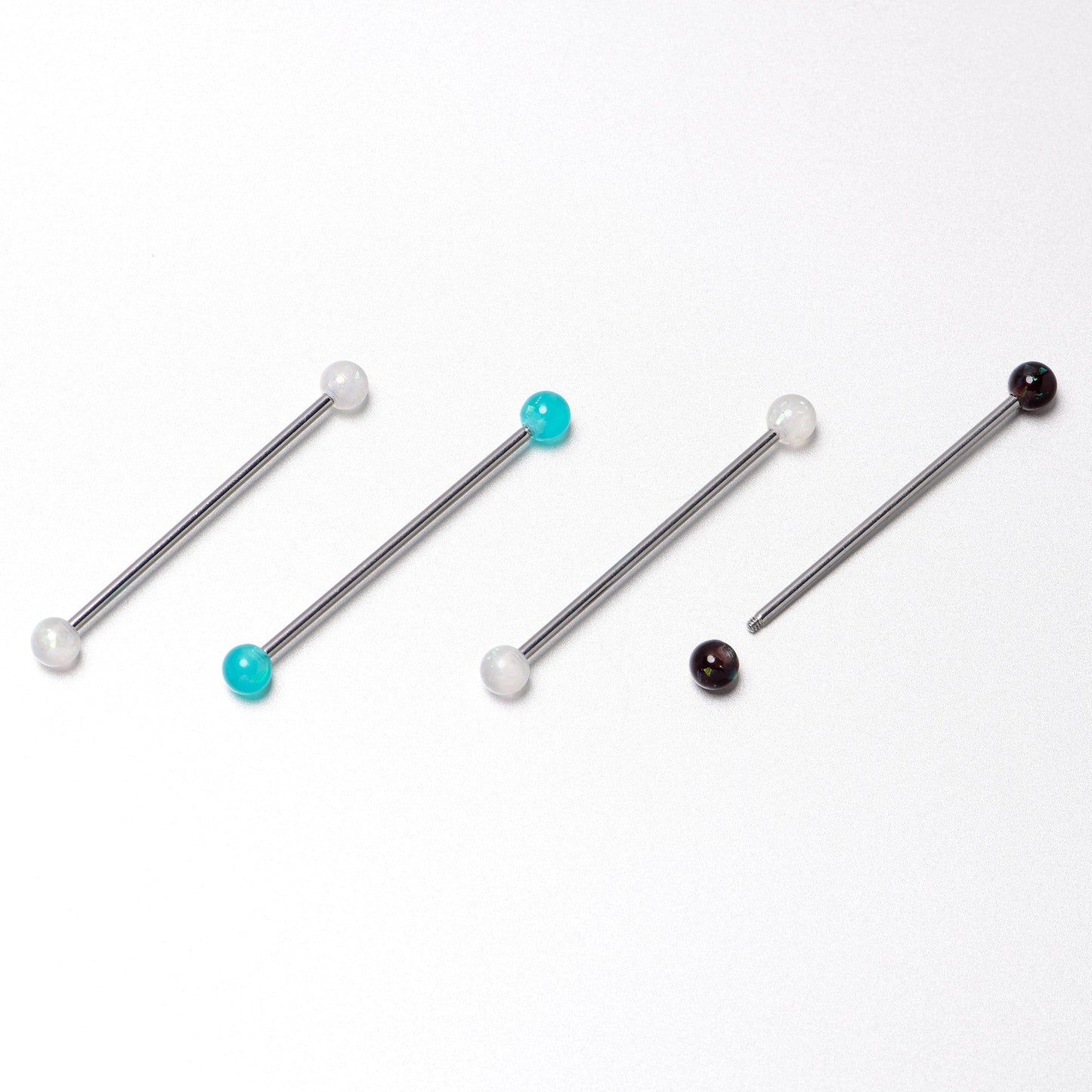 14G Green Aurora Black Faux Opal Pack Industrial Barbell Set of 4