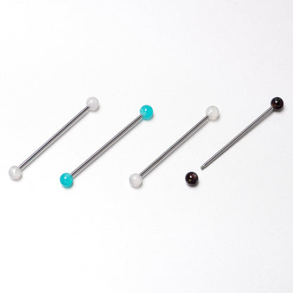 14G Green Aurora Black Faux Opal Pack Industrial Barbell Set of 4