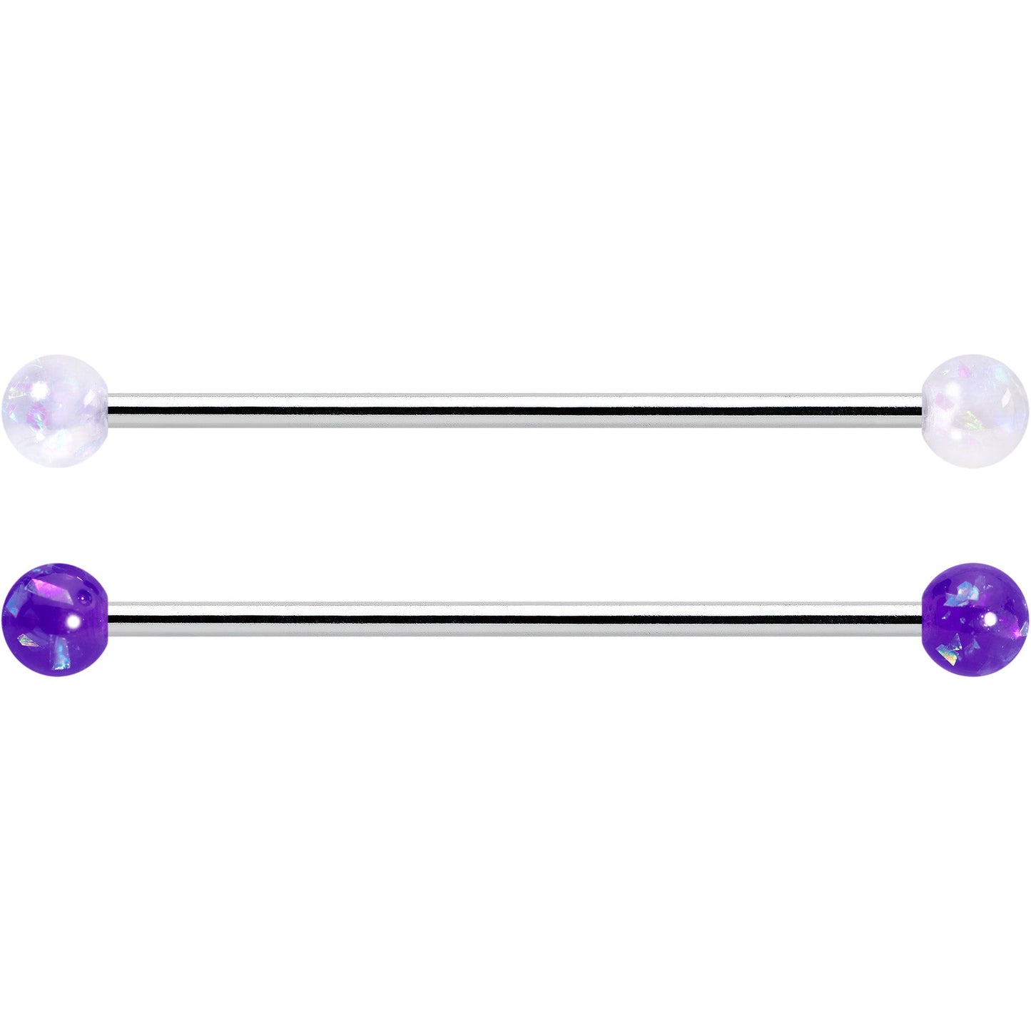 14G Pink White Purple Faux Opal Pack Industrial Barbell Set of 4