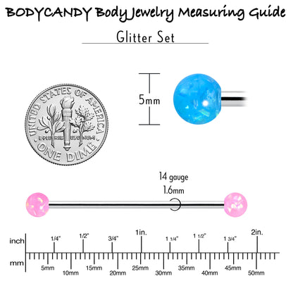 14G Pink White Purple Faux Opal Pack Industrial Barbell Set of 4