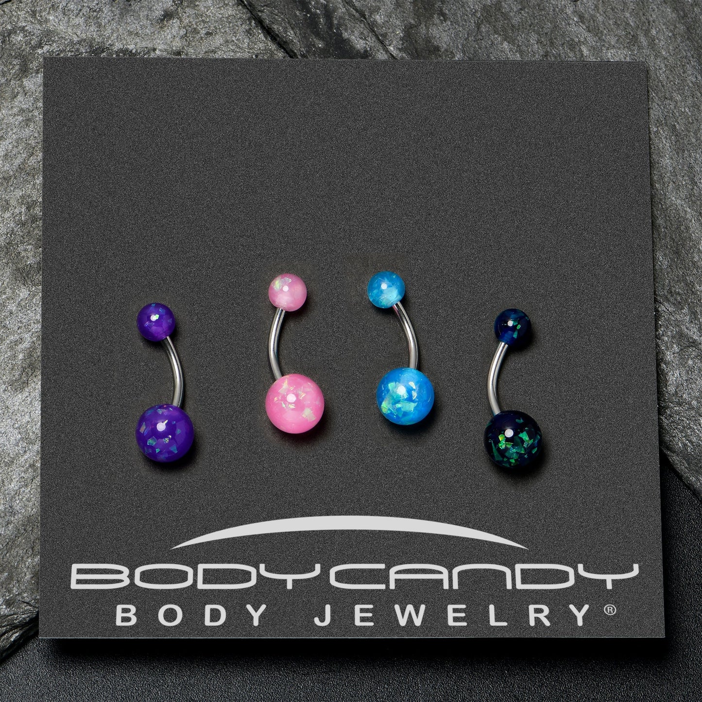 Blue Pink Purple Faux Opal Pack Belly Ring Set of 4