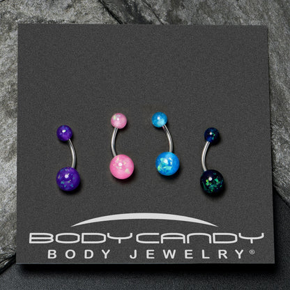 Blue Pink Purple Faux Opal Pack Belly Ring Set of 4