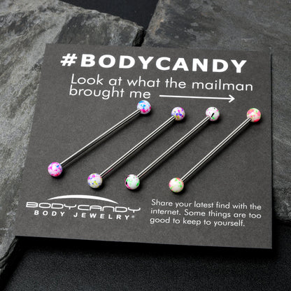 14G Splatter Pink White Purple Industrial Barbell 38mm Set of 4