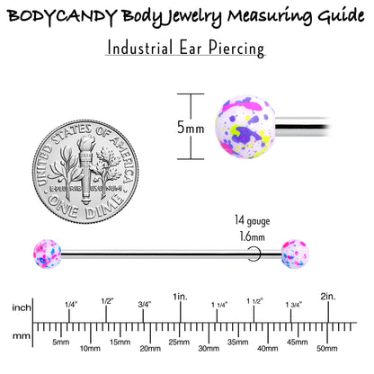 14G Splatter Pink White Purple Industrial Barbell 38mm Set of 4