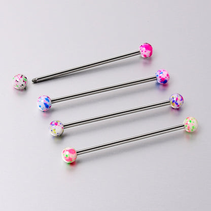 14G Splatter Pink White Purple Industrial Barbell 38mm Set of 4