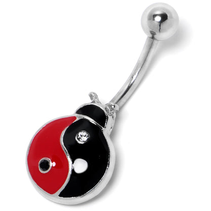 Clear Gem Ladybug Yin Yang Belly Ring