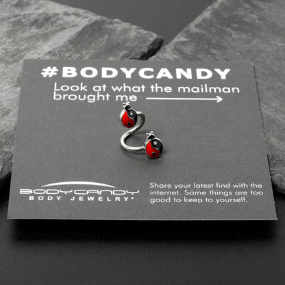 Clear Gem Ladybug Yin Yang Spiral Twister Belly Ring