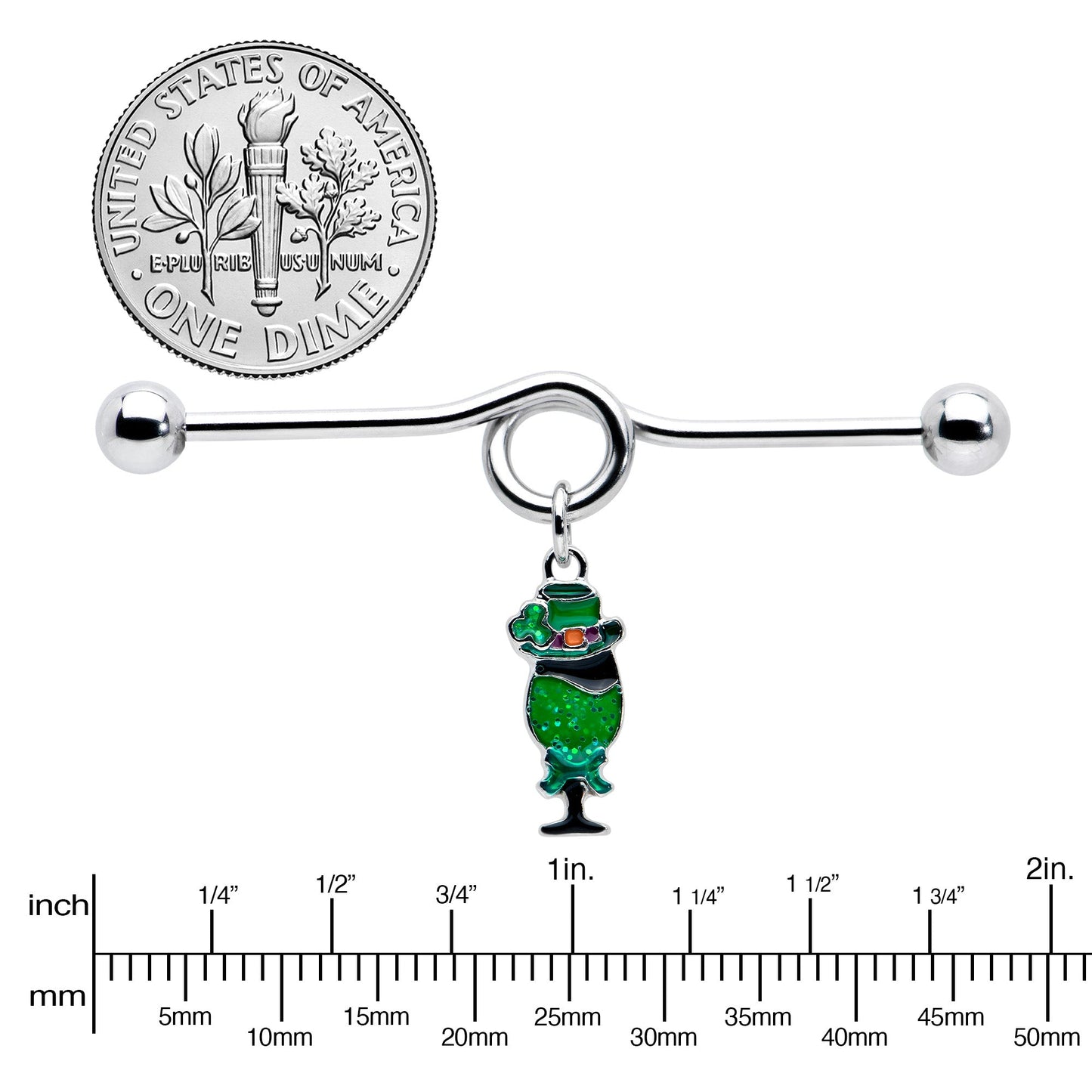 14G Fancy Leprechaun St Patricks Dangle Project Bar 38mm