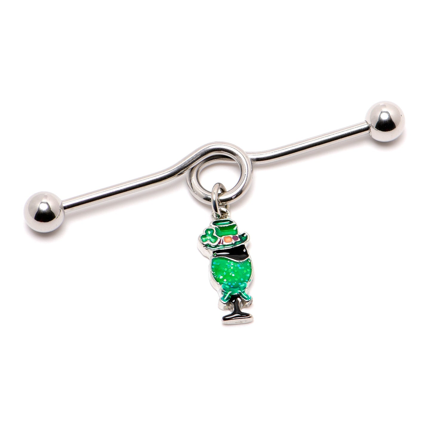 14G Fancy Leprechaun St Patricks Dangle Project Bar 38mm