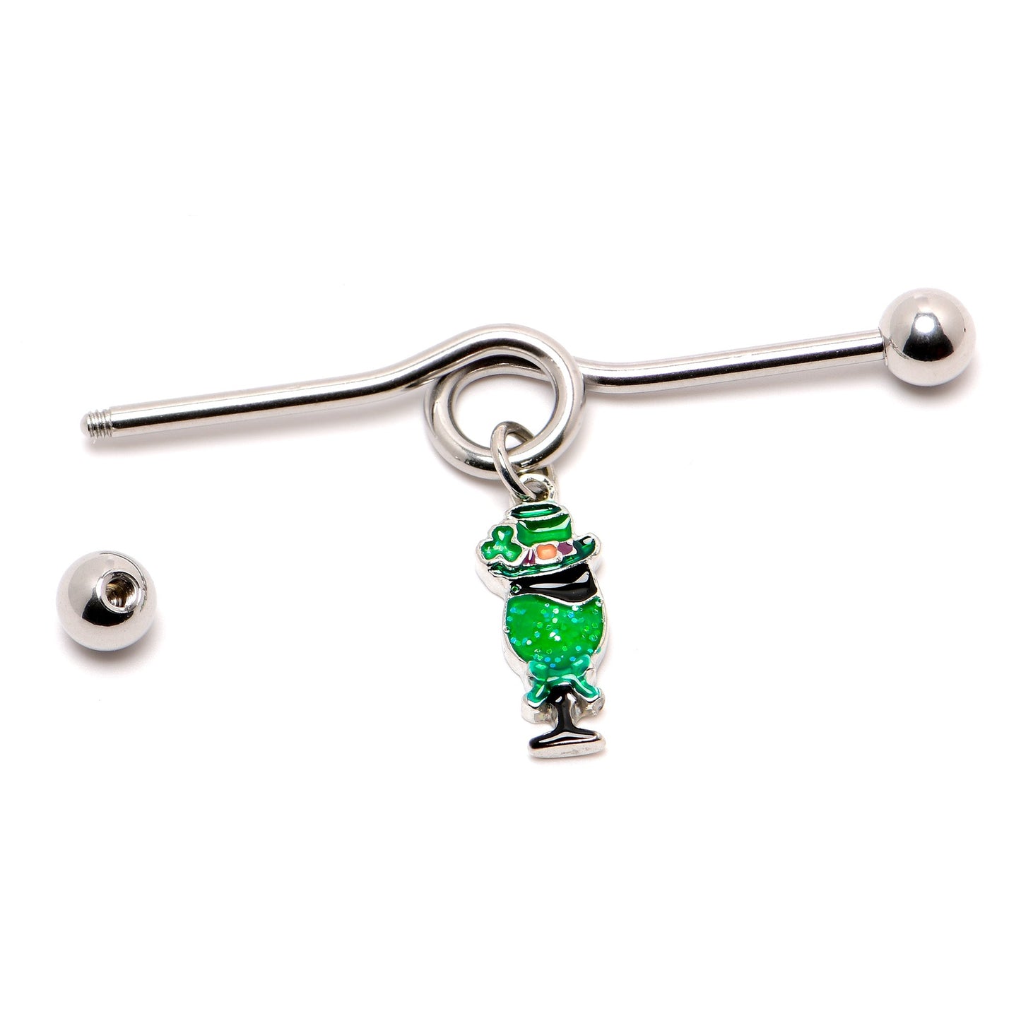 14G Fancy Leprechaun St Patricks Dangle Project Bar 38mm