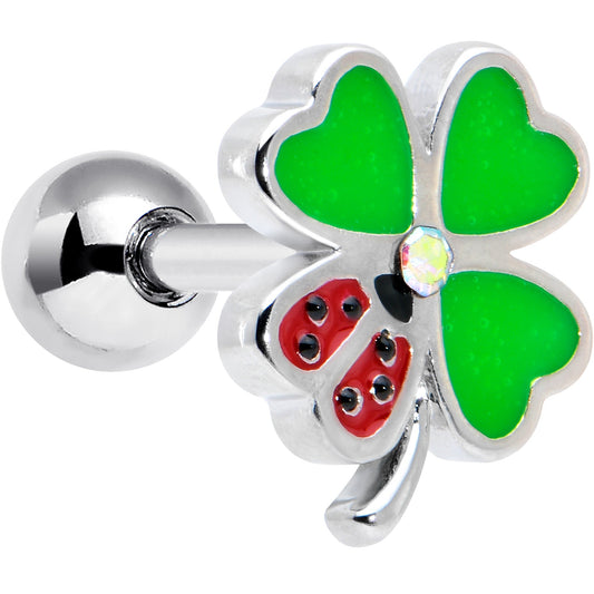 16G 1/4 Ladybug Shamrock St Patricks Cartilage Tragus Earring