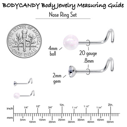 20G Nose Screw Gem Faux Opal Pack Dynasty Nose Ring Set of 6