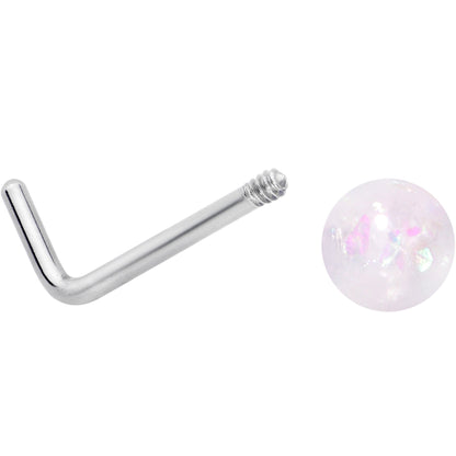 20G 1/4 Pink Gem Purple Pink Faux Opal Pack L Shape Nose Ring Set of 6