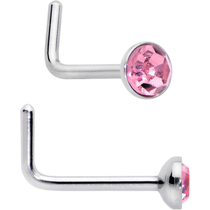 20G 1/4 Pink Gem Purple Pink Faux Opal Pack L Shape Nose Ring Set of 6