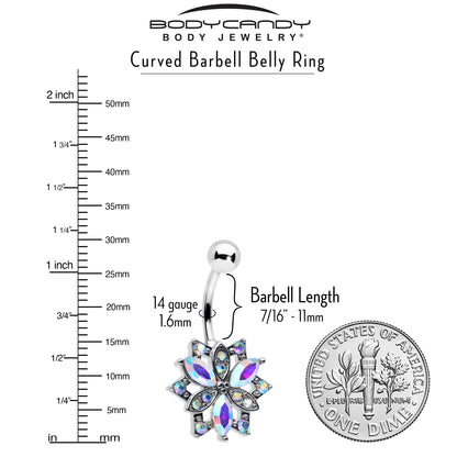 Aurora CZ Gem Snowflake Style Belly Ring