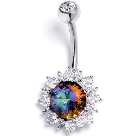 Clear Vitrail Gem Baroque Sun Belly Ring