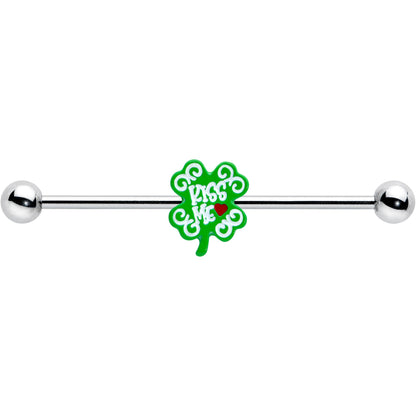 14G Kiss Me Shamrock St Patricks Industrial Barbell 38mm