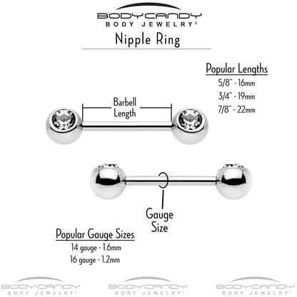 14G 9/16 Yellow Gem Daisy Bee Glittery Barbell Nipple Ring Set