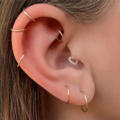 16G 5/16 14k Yellow Gold CZ Paved Ultra Luxe Right Hinged Heart Segment Ring