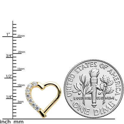 16G 5/16 14k Yellow Gold CZ Paved Ultra Luxe Right Hinged Heart Segment Ring