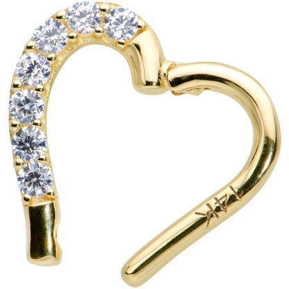 16G 5/16 14k Yellow Gold CZ Paved Ultra Luxe Right Hinged Heart Segment Ring