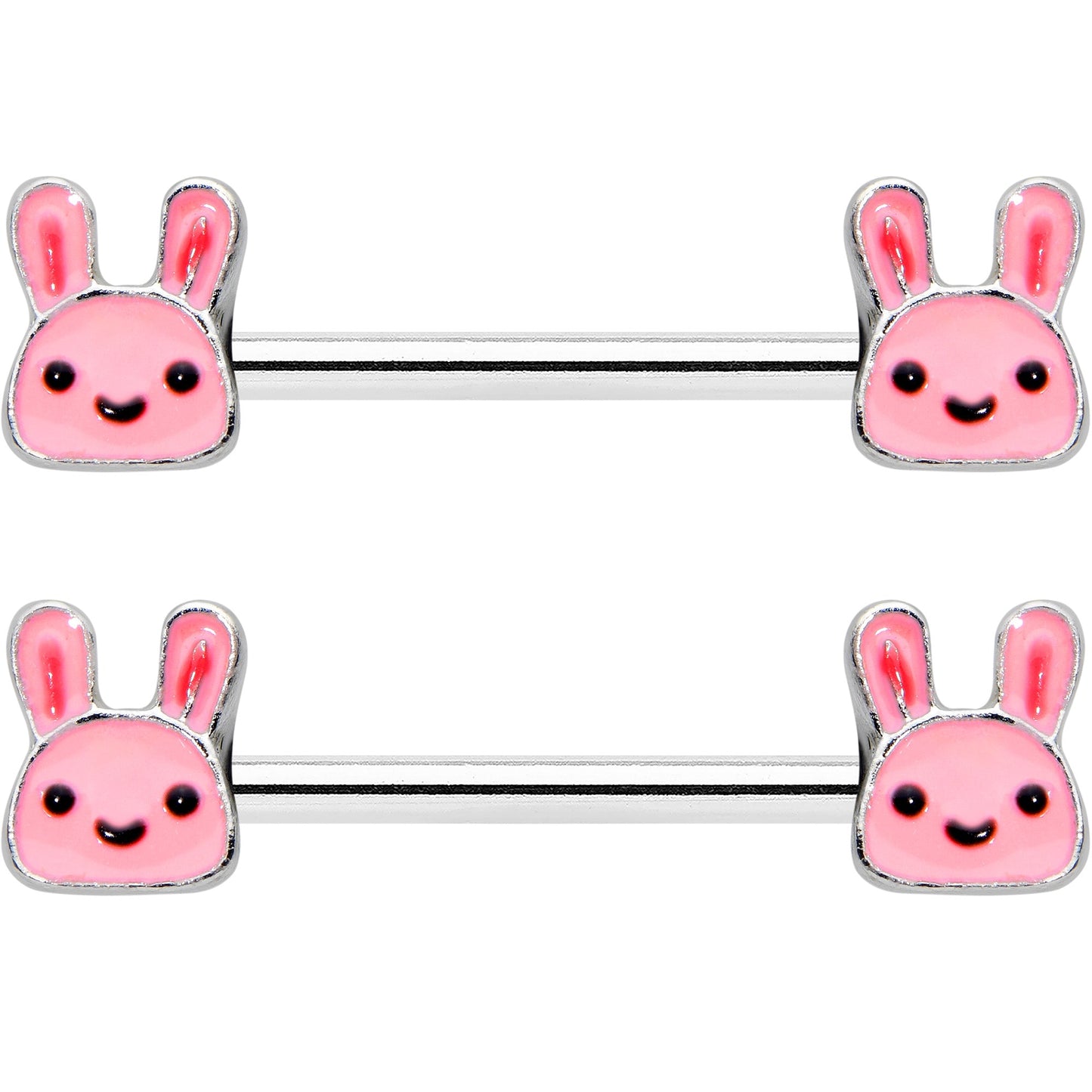 14G 9/16 Kawaii Cutie Easter Bunny Barbell Nipple Ring Set
