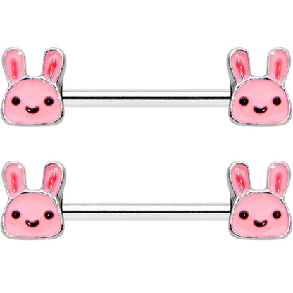 14G 9/16 Kawaii Cutie Easter Bunny Barbell Nipple Ring Set