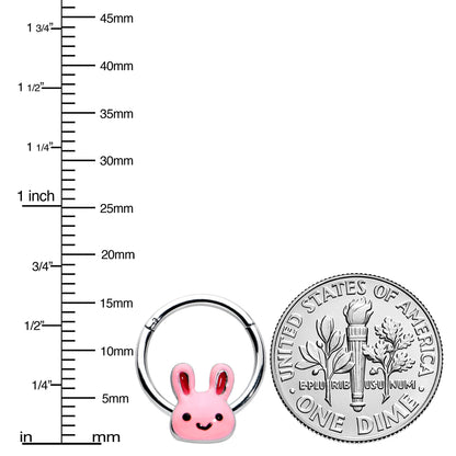 16G 3/8 Kawaii Cutie Easter Bunny Hinged Segment Ring