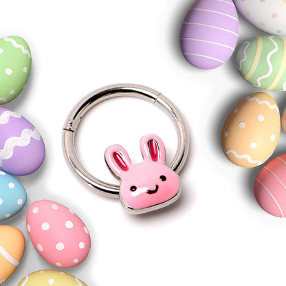 16G 3/8 Kawaii Cutie Easter Bunny Hinged Segment Ring