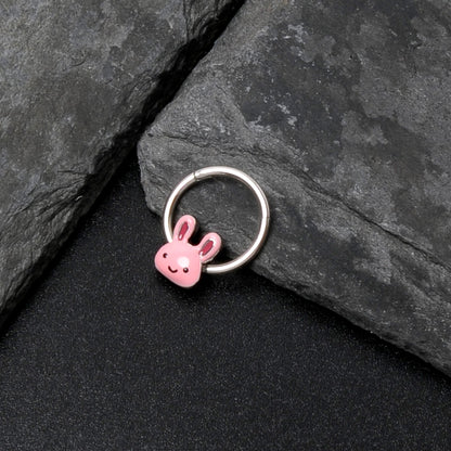16G 3/8 Kawaii Cutie Easter Bunny Hinged Segment Ring