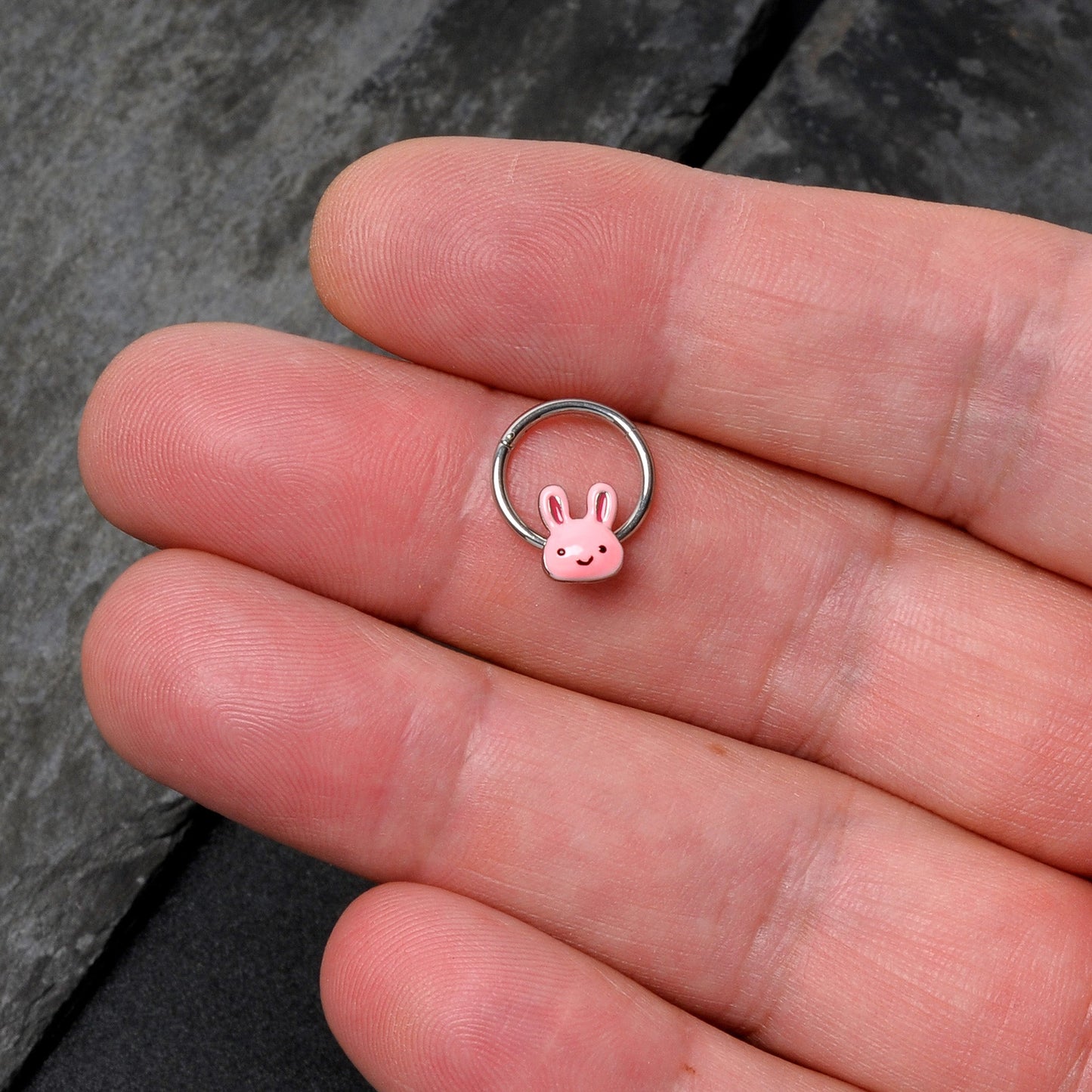 16G 3/8 Kawaii Cutie Easter Bunny Hinged Segment Ring