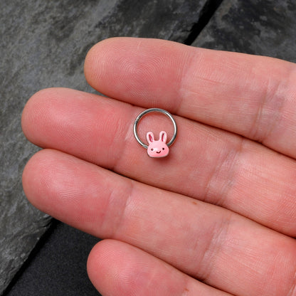 16G 3/8 Kawaii Cutie Easter Bunny Hinged Segment Ring