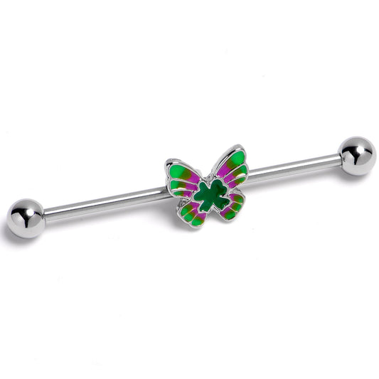 14G Vibrant Grace Butterfly Industrial Barbell 38mm