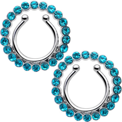 Clip On Fake Nipple Ring Set - Pink, Blue or Clear