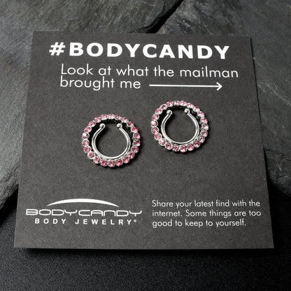 Clip On Fake Nipple Ring Set - Pink, Blue or Clear