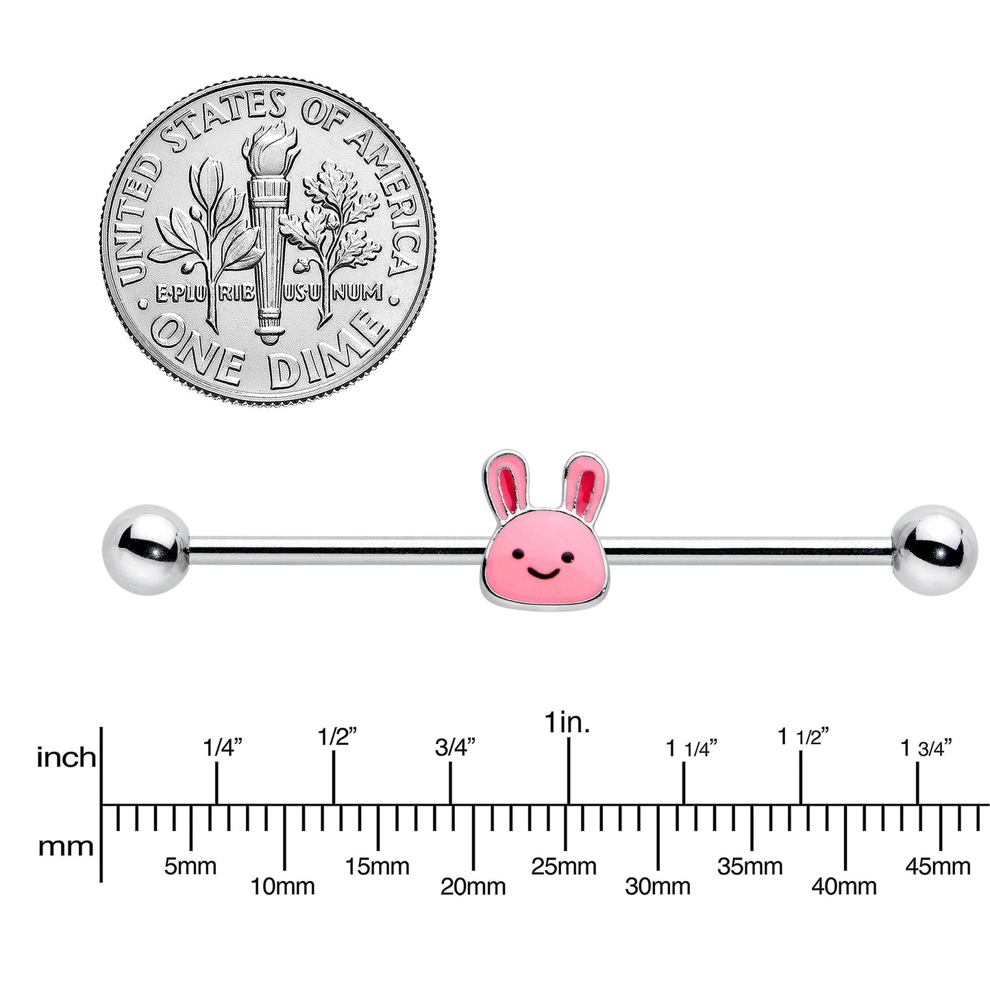 14G Kawaii Cutie Easter Bunny Industrial Barbell 38mm