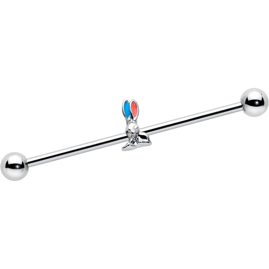 14G Easter Bunny Red Blue Ears Industrial Barbell 38mm