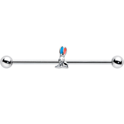 14G Easter Bunny Red Blue Ears Industrial Barbell 38mm
