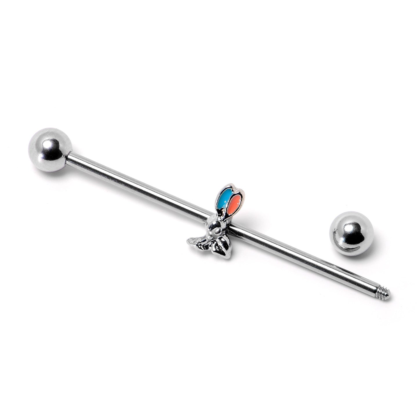 14G Easter Bunny Red Blue Ears Industrial Barbell 38mm