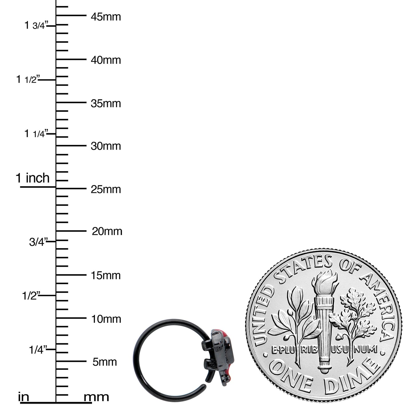 20G 5/16 Clear Gem Black Bleeding Heart Nose Hoop