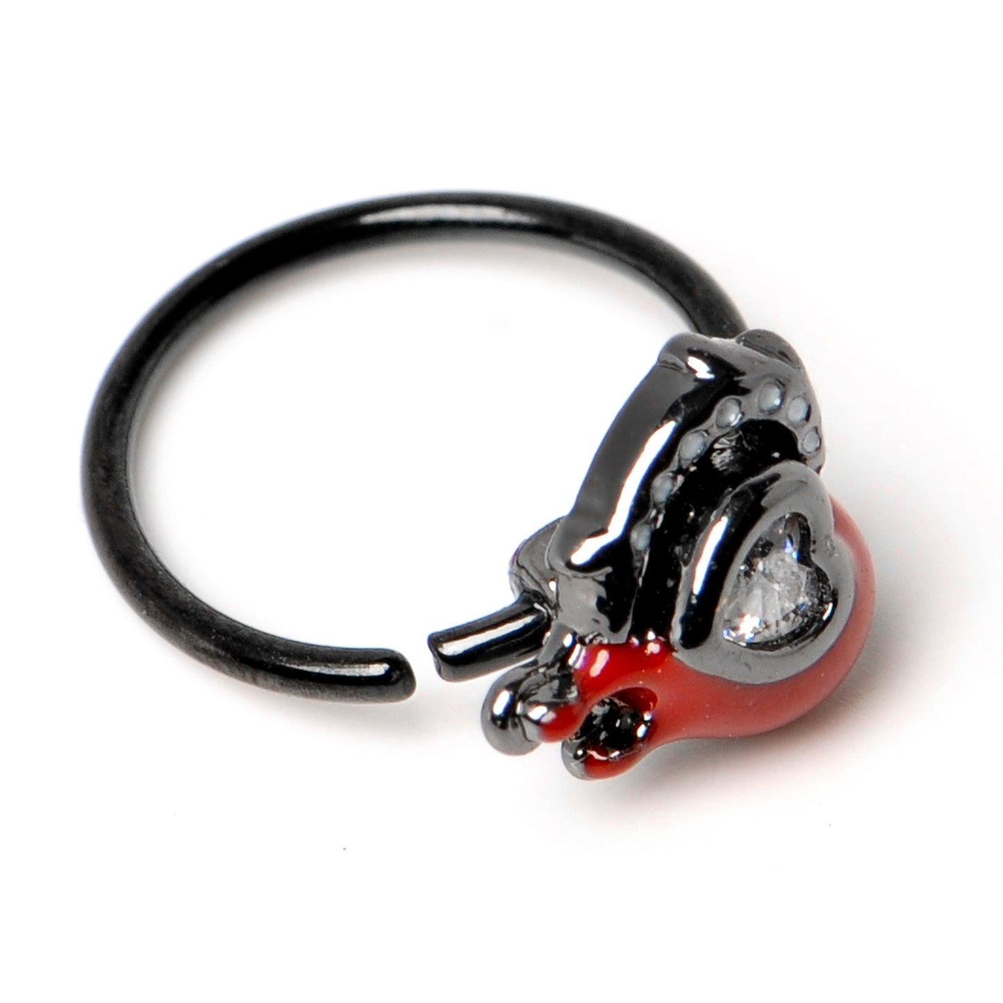 20G 5/16 Clear Gem Black Bleeding Heart Nose Hoop