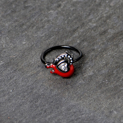 20G 5/16 Clear Gem Black Bleeding Heart Nose Hoop