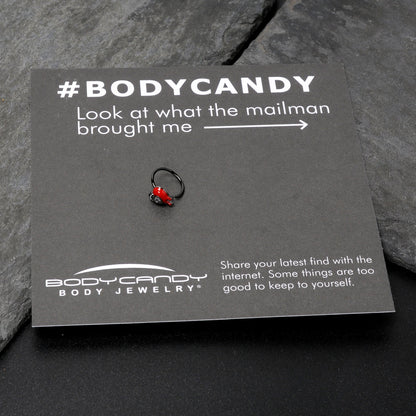 20G 5/16 Clear Gem Black Bleeding Heart Nose Hoop