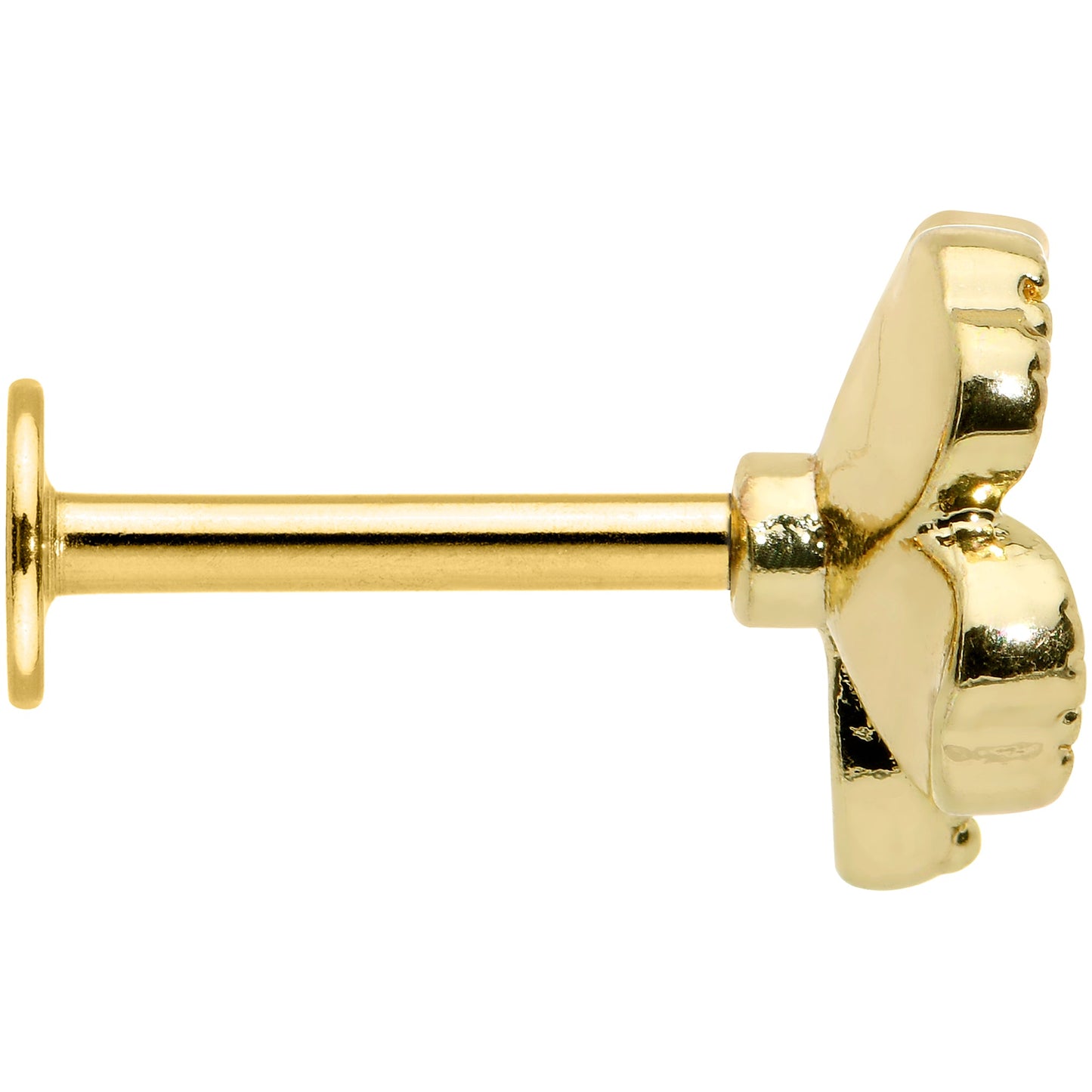 16G 5/16 Clear Gem Gold Tone Lucky Shamrock Labret Monroe Tragus