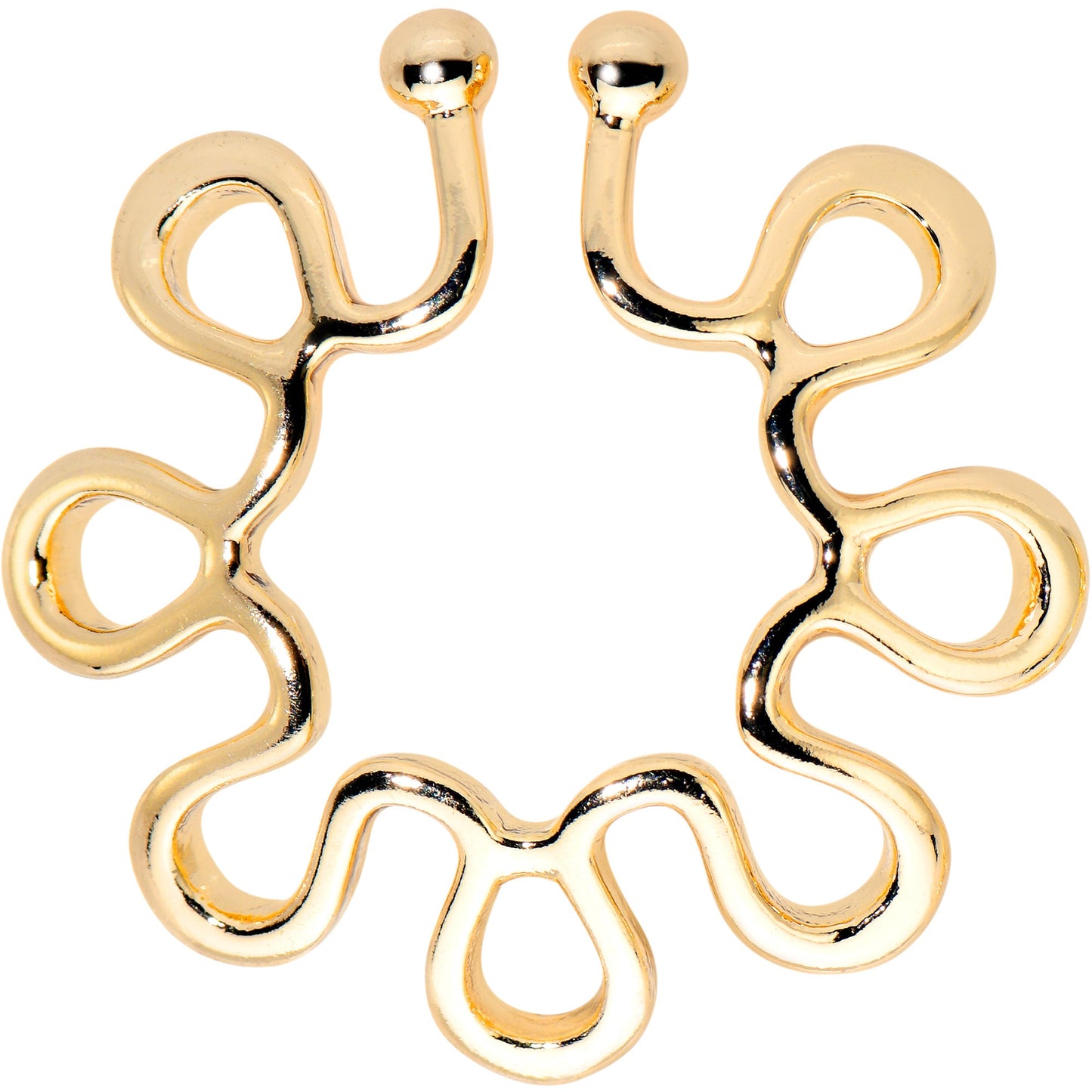 Gold Tone Trippy Flower Clip On Fake Nipple Ring Set