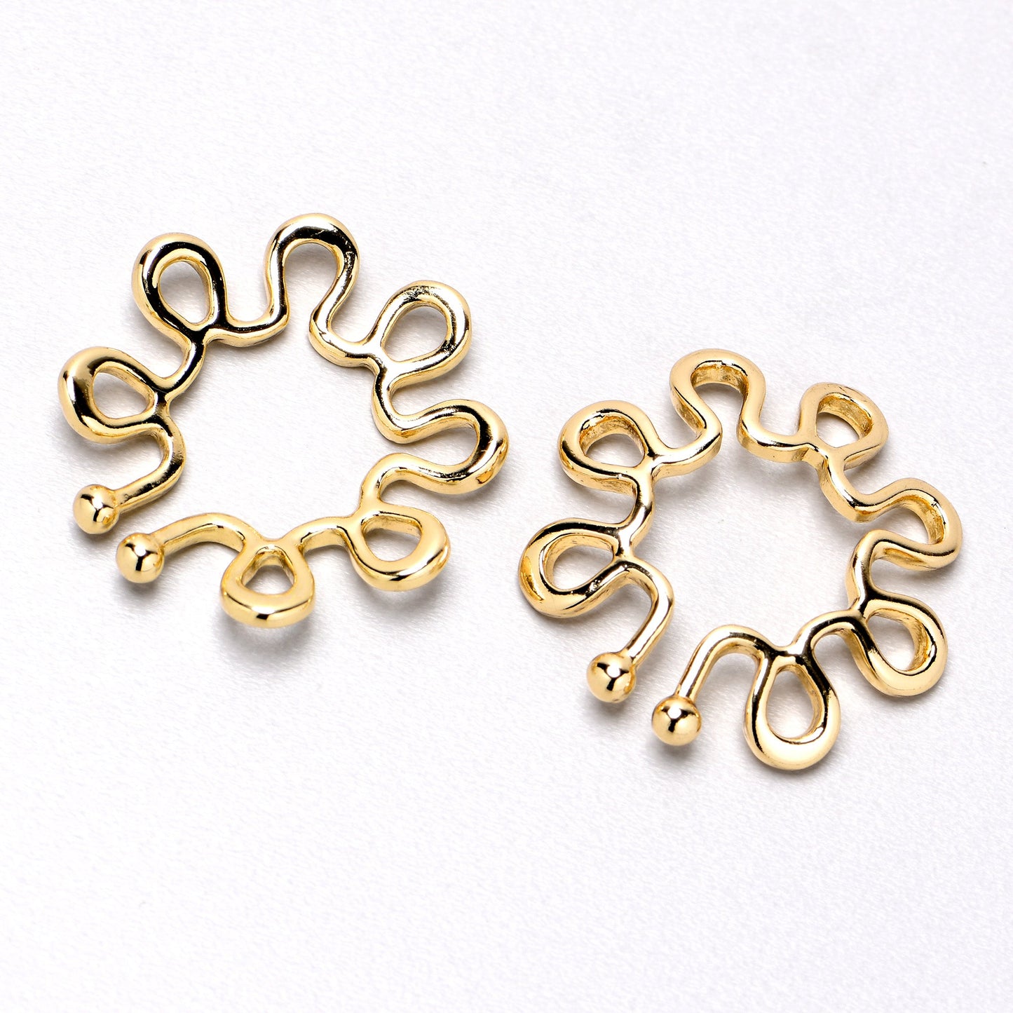 Gold Tone Trippy Flower Clip On Fake Nipple Ring Set