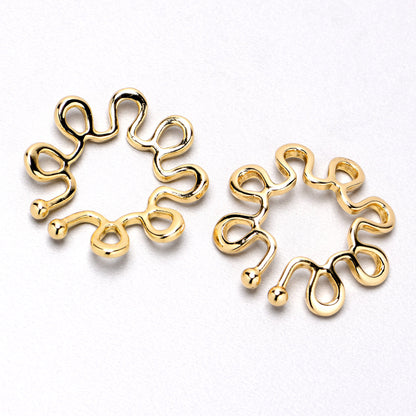 Gold Tone Trippy Flower Clip On Fake Nipple Ring Set