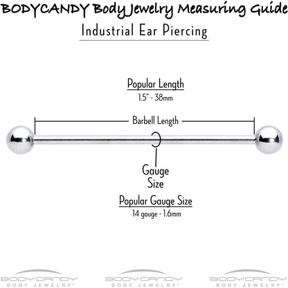 14G Blue CZ Gem Moon Dangle Star Industrial Barbell 38mm