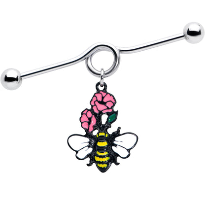 14G Busy Bee Flowers Dangle Project Bar 38mm