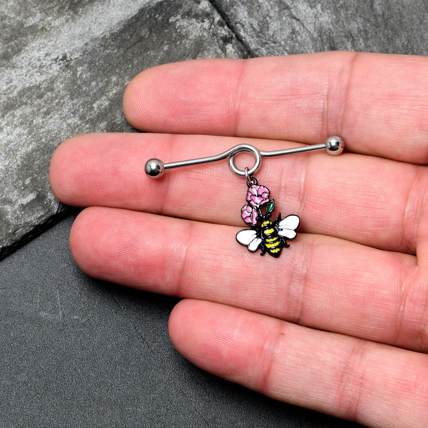 14G Busy Bee Flowers Dangle Project Bar 38mm
